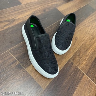 Giày slipon lười nam da bọc vải canvas dệt hoạ tiết chữ monogram đế cao su non đơn giản basic GS30P