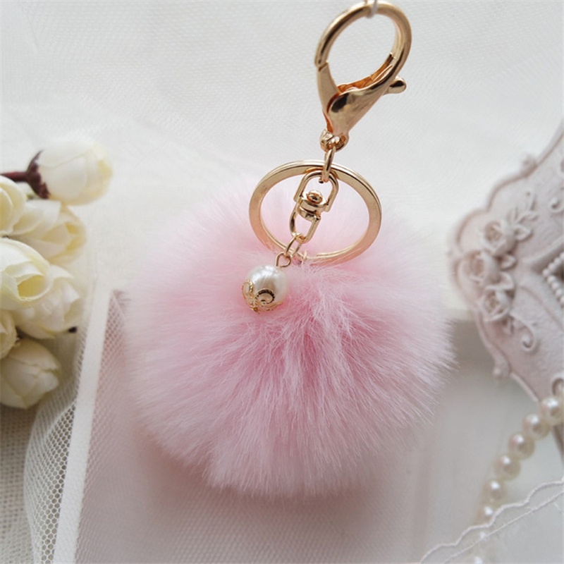 Móc Khóa Búp Lông Thỏ 8cm Xinh Xắn