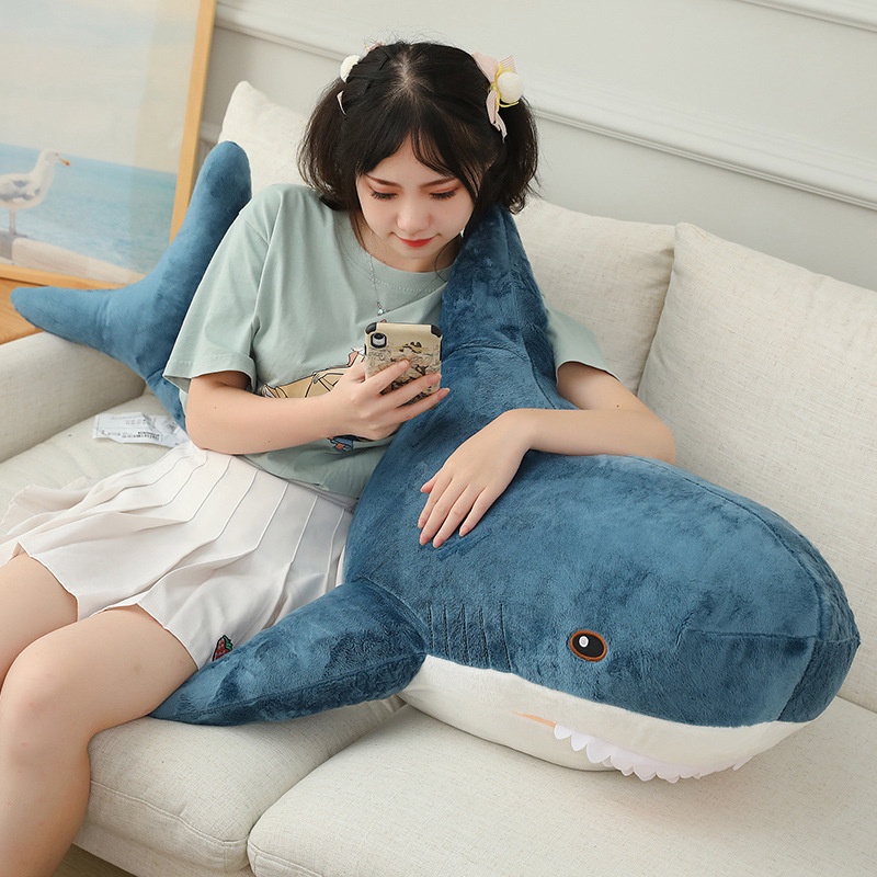 Cá mập nhồi bông dễ thương trang trí ghế sofa cỡ 45cm-140cm