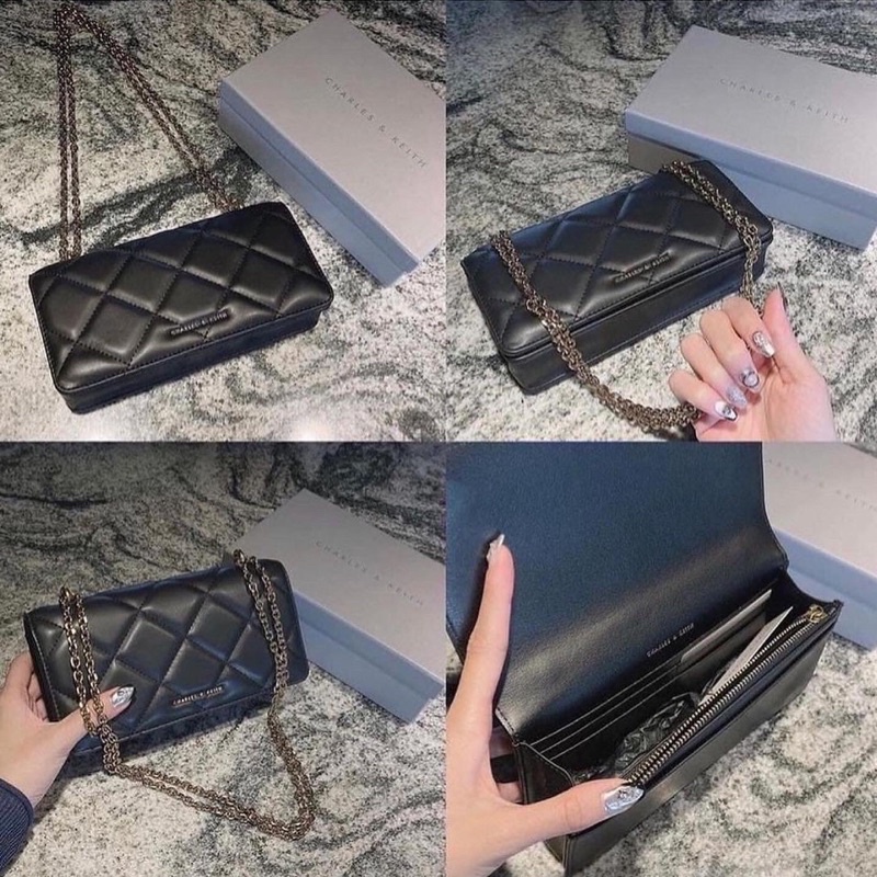 Túi xách nữ đeo chéo Charles and Keith trám ô size 20cm full box