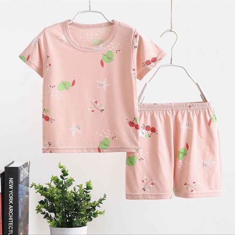 Đồ bộ bé gái KIXI set quần áo cotton màu trơn co giãn bộ quần áo cho bé gái size đại mặc nhà CMQA11