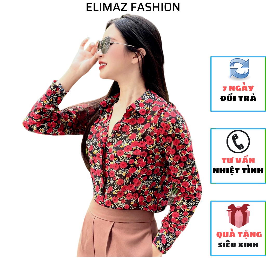 Áo sơ mi nữ công sở Elimaz nhún bèo hoa mười giờ EA22.109