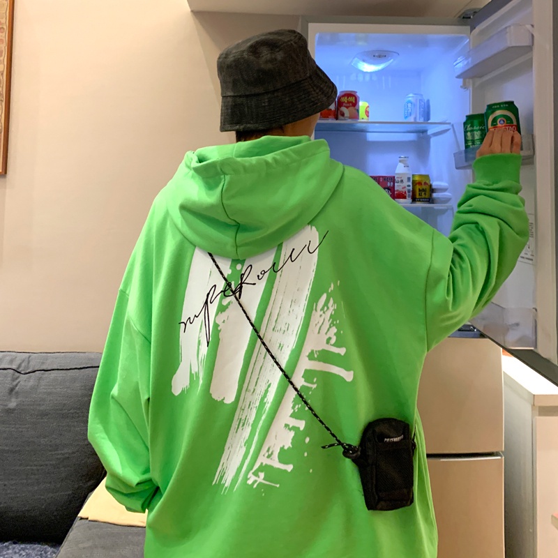 Áo khoác hoodie dáng rộng in hình graffiti thời trang Nhật nam tính