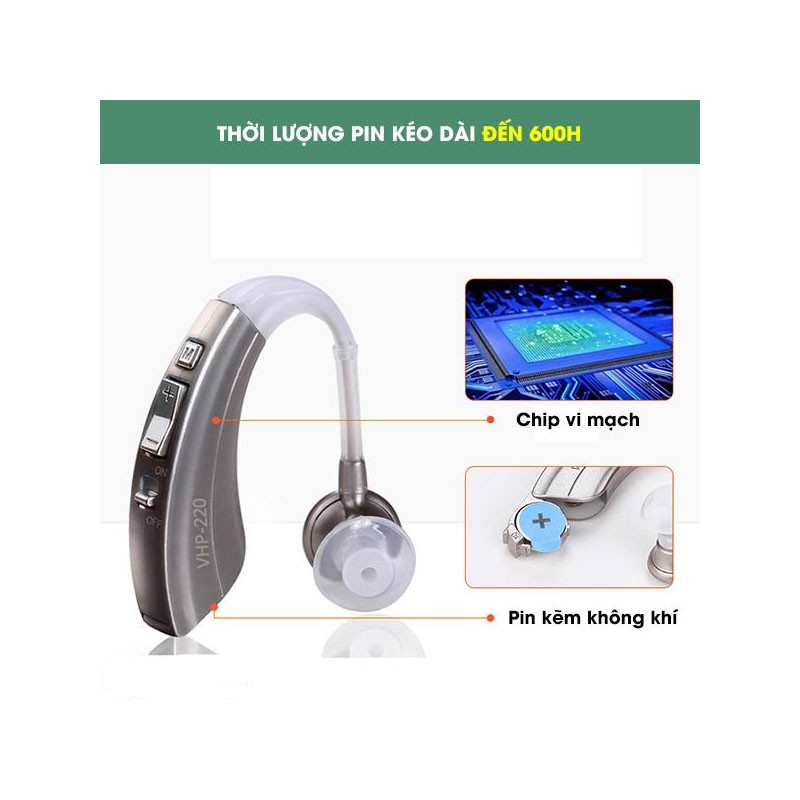 Máy Trợ Thính Không Dây Dùng Pin, Siêu Lọc Tạp Âm, Khuếch Đại Âm Thanh Lớn VHP220