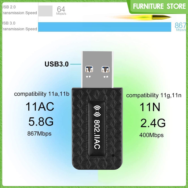 Usb Wifi 1300mbps Cho Windows Xp 7 8 8.1 10 Thẻ Mạng