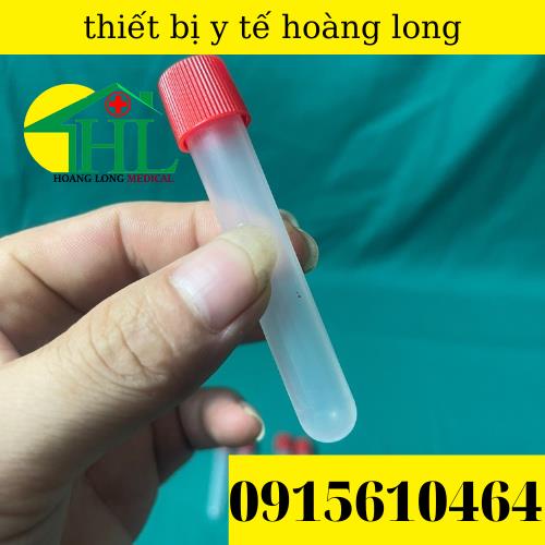 Ống nghiệm nhựa dẻo PP màu trắng có nắp đỏ không nhãn , có nhãn 5ml