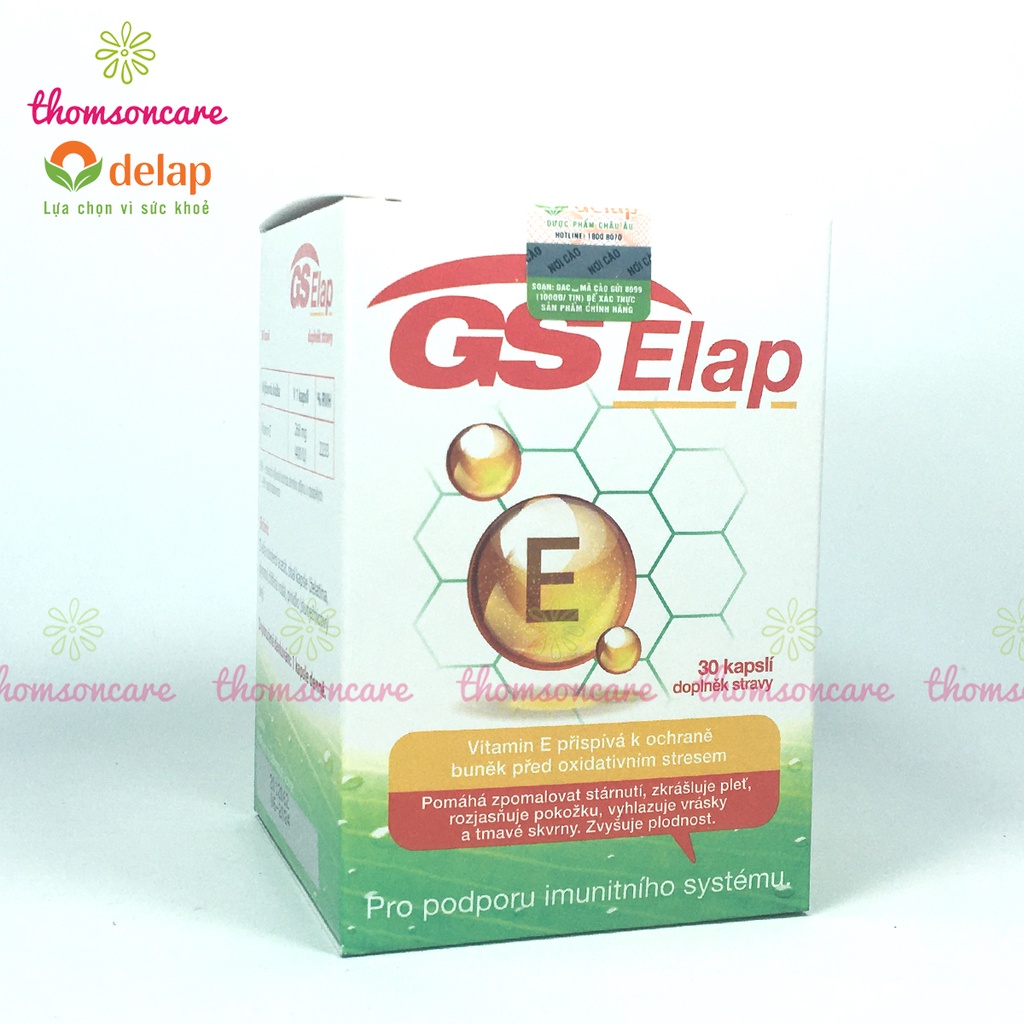 Vitamin E 400IU GS Elap, nhập khẩu từ Châu Âu, hộp 30 viên bổ sung vtm Enat hữu cơ, đẹp da