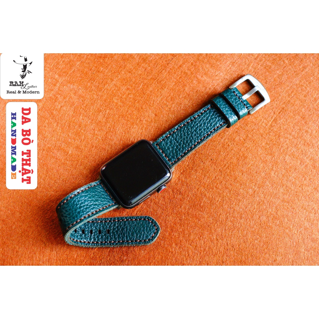 Dây Đồng Hồ Da Thật RAM Leather 1984 (Bản 2022) Da Bò Thật Mill Hạt Xanh Rêu Bền Đẹp