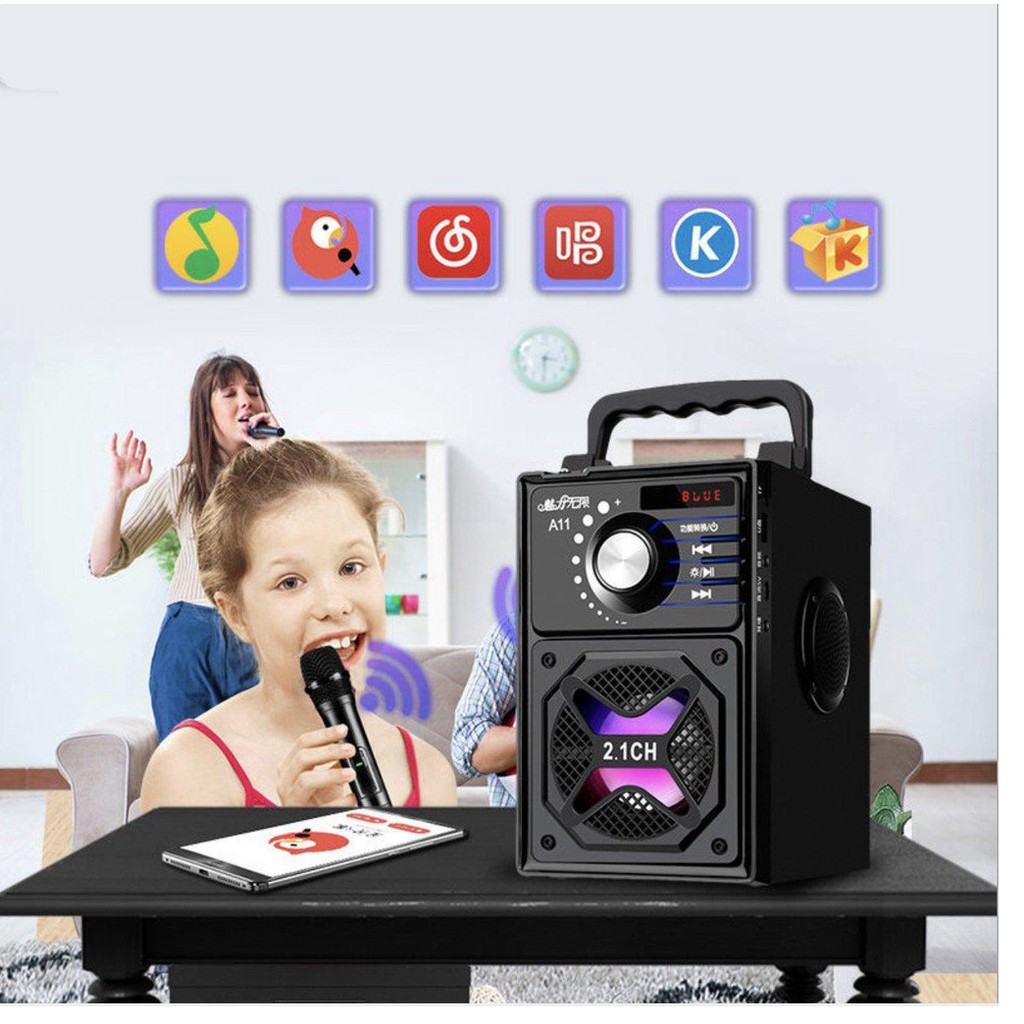 Bộ dàn karaoke chuyên nghiệp 2 micro 3D siêu trầm 4.2 Bluetooth 