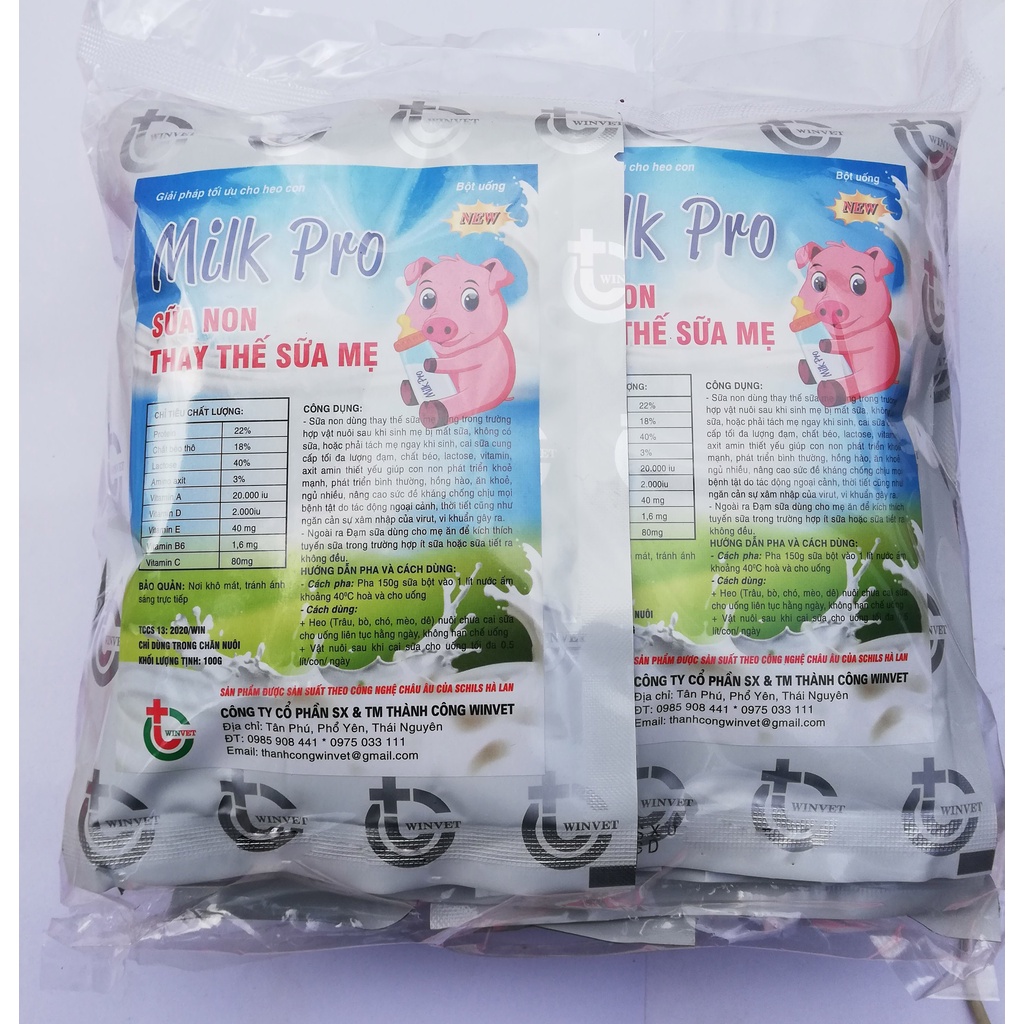 Sữa bột dùng cho lợn, heo, trâu, bò, dê, chó, mèo MILK Pro 10 gói 100g