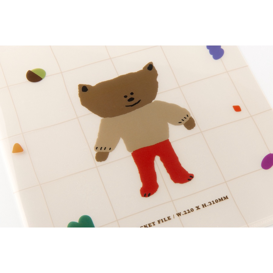 Bìa Đựng Tài Liệu ARTBOX Hàn Quốc Họa Tiết Hình Gấu 3 Ngăn Tiện Dụng