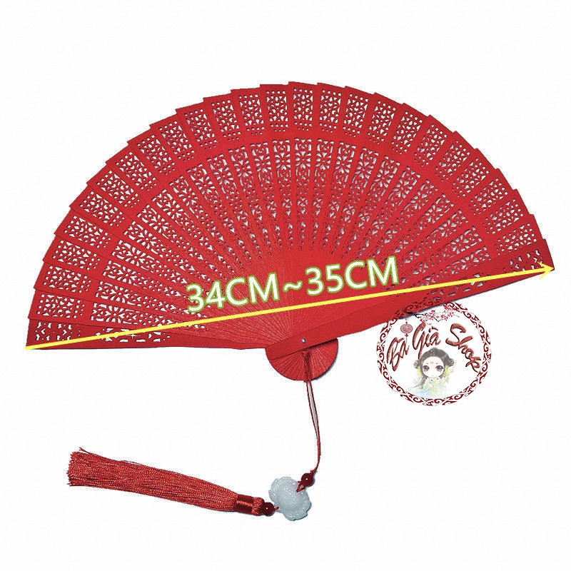 Quạt nan gỗ nhiều màu đạo cụ trang trí