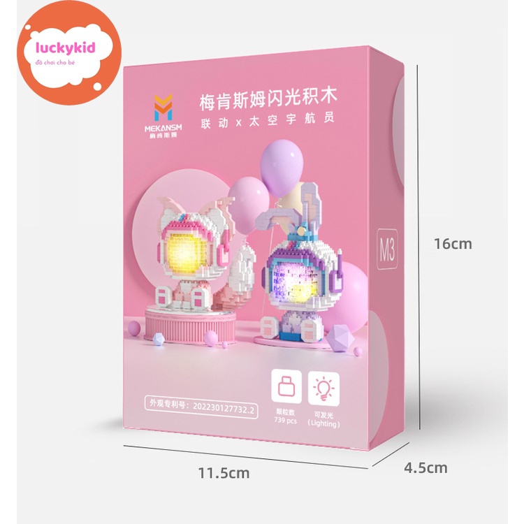 Lắp ráp lắp ghép xếp hình mô hình thỏ, cáo 3d mini có đèn phát sáng cho bé trai bé gái - Luckykid