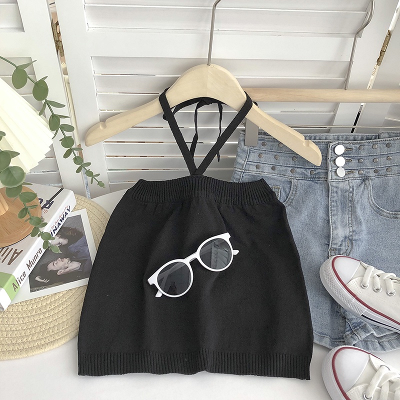 Áo Dệt Kim Sát Nách Dáng Ôm Cột Dây Kiểu Hàn Quốc Dễ Phối Đồ