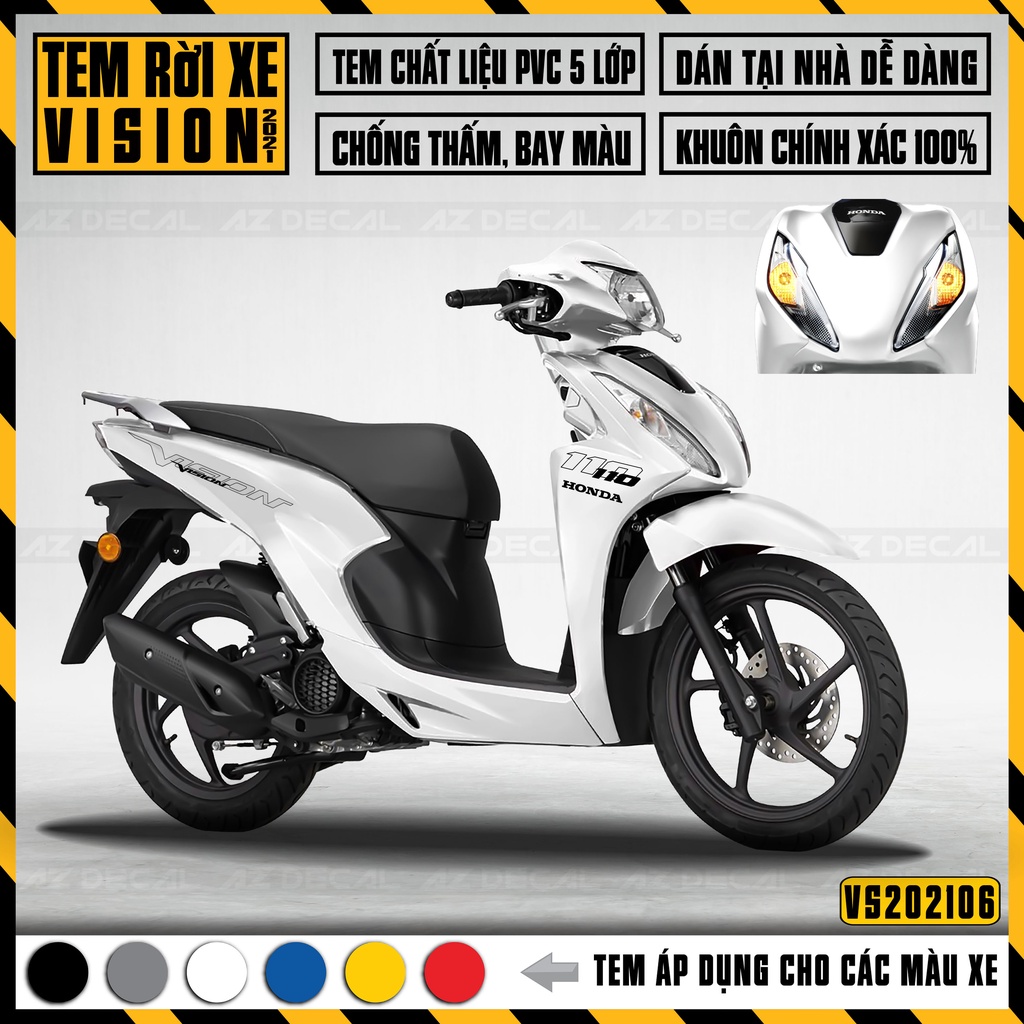 Decal Chế Xe Vision 2015-2021 Mẫu Tem Chữ | VS06 | Tem Rời PVC Cao Cấp Chống Nước, Dán Đơn Giản