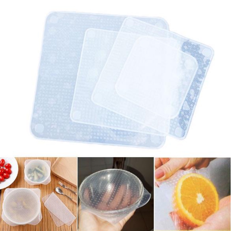 Bộ 4 Nắp Silicone Bảo Quản Thực Phẩm Tái Sử Dụng Tiện Lợi 1