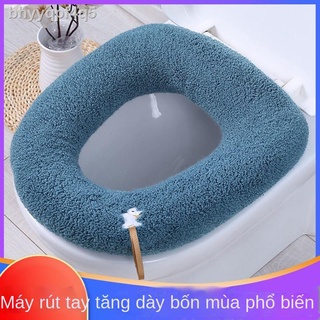 [SẴN-RẺ] ❁○❧Xử lý đệm lót bồn cầu tăng độ dày mùa đông bệ vệ sinh lưới màu đỏ cộng với nhung phổ thông