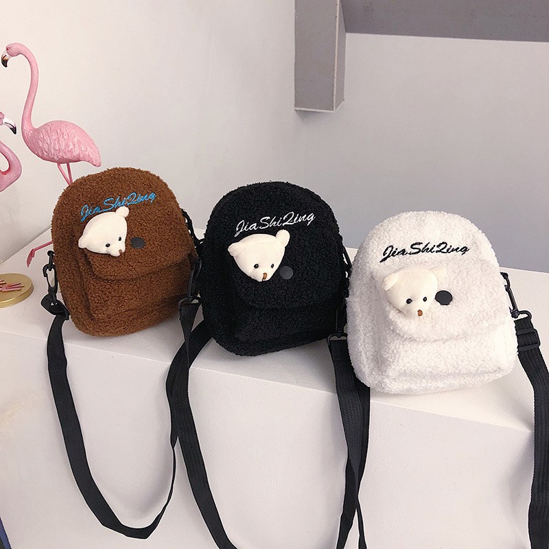 Túi nữ hoạt hình Hàn Quốc sang trọng dễ thương mới 2020 lông cừu hoang dã