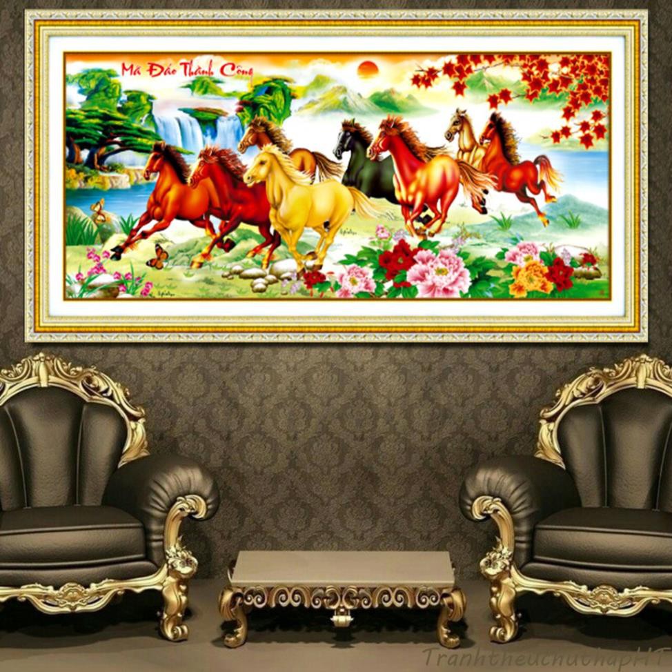 - Tranh đính đá Mã đáo thành công 110x50Cm- tự đính NCS-NGỌC CHÂU SHOP