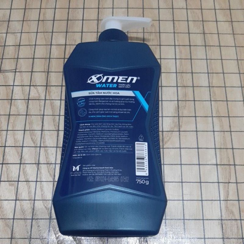 Dầu Gội XMen Nước hoa Water 750g và Sữa Tắm X-Men Nước hoa Water 750g