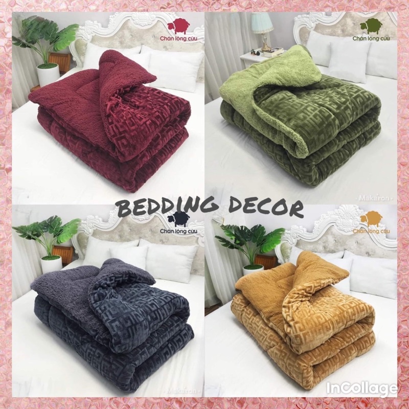 Chăn Lông Cừu Chữ Vạn kích thước 2m-2m2 nặng 3,2kg Siêu Dày