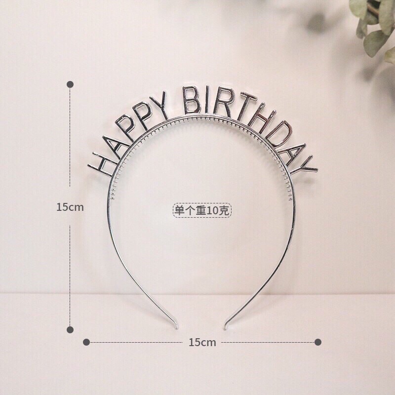 Cài,bờm đính đá chữ Happy birthday - cài nhũ Happy Birthday