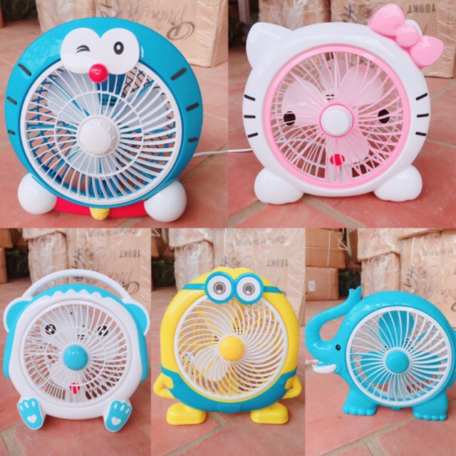Quạt mini để bàn hình thú minion kitty, để giường 3 cánh nhỏ gọn, an toàn cho mẹ và bé (giao màu ngẫu nhiên)