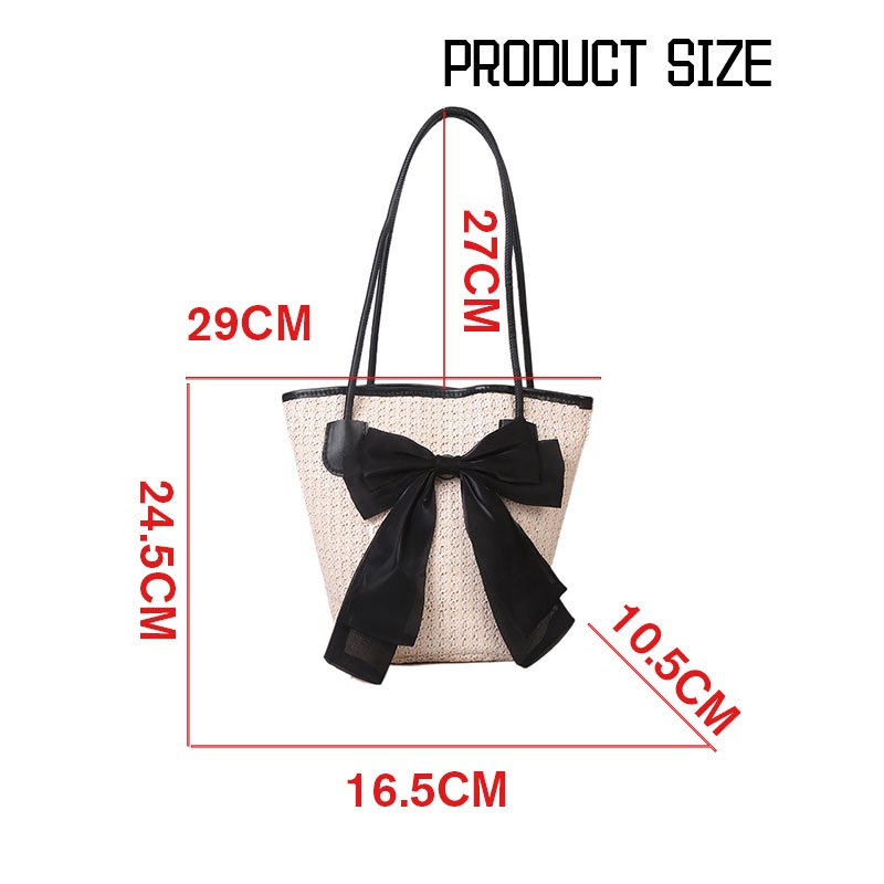 Túi cói đeo vai YADOU đính nơ thời trang xinh xắn cho nữ