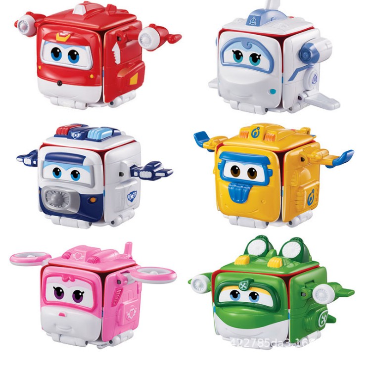 Mô hình super wings 2 trong 1 hộp giao hàng nhân vật Jet tia chớp đồ chơi trẻ em đội bay siêu đẳng