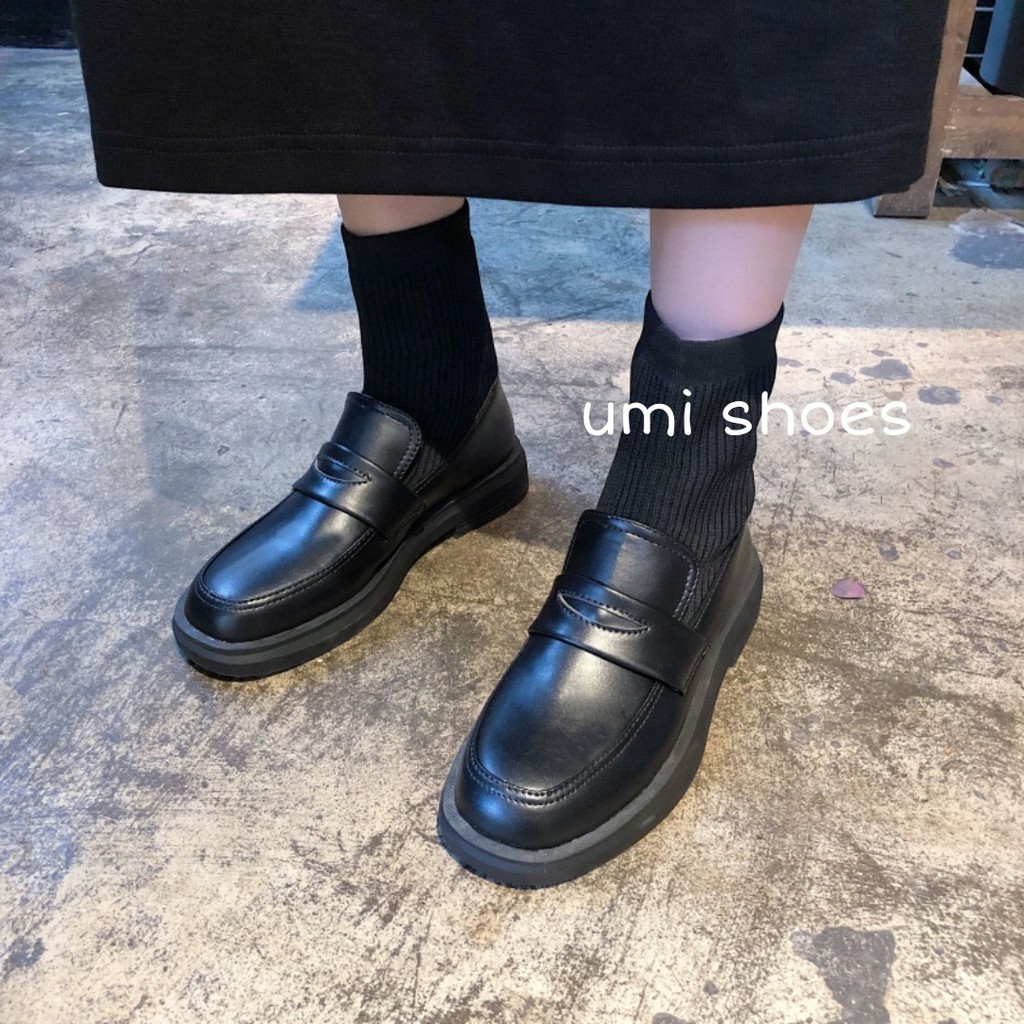 Giày bốt da bò nữ Ulzzang cổ cao phối len ôm chân mềm êm mẫu mới cá tính đơn giản bền đẹp đế cao 3cm đi chơi đi học