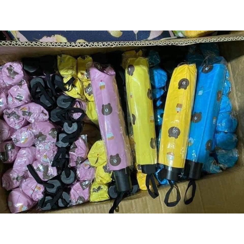 Ô Dù Gấp Gọn Hình Gấu Brown - Ô Gấu Brown - Vải 3 Lớp Chống Tia UV