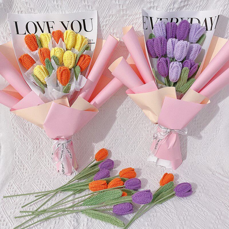 Bó Hoa Hướng Dương Đan Móc Thủ Công Dùng Làm Quà Tặng Valentine