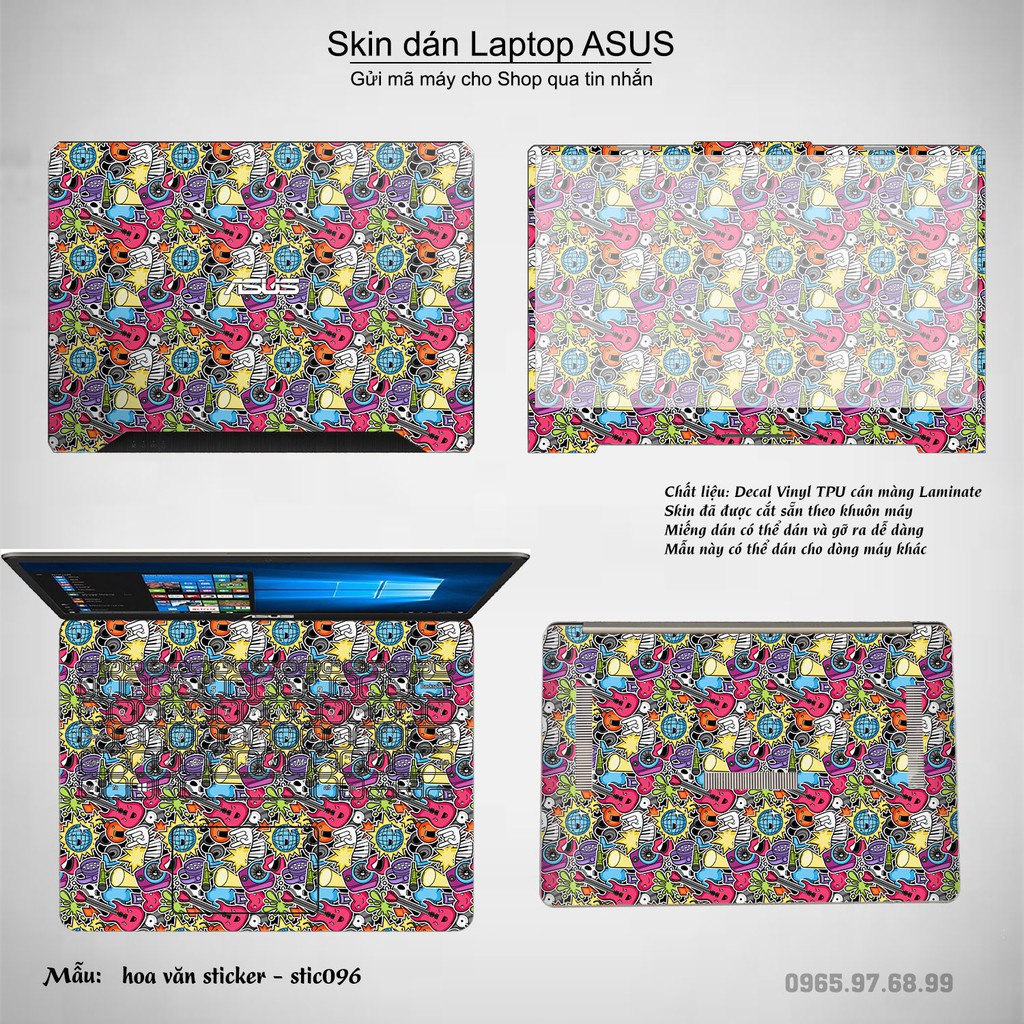 Skin dán Laptop Asus in hình Hoa văn sticker nhiều mẫu 16 (inbox mã máy cho Shop)