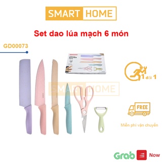 Set dao Everrich Kitchen lúa mạch 6 món  - Bộ dao kéo 6 món Everrich Kitchen lúa mạch sịn sò siêu sắc bén - Smart Home
