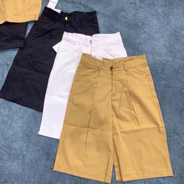 Quần Short Kaki Ống Rộng Lưng Cao