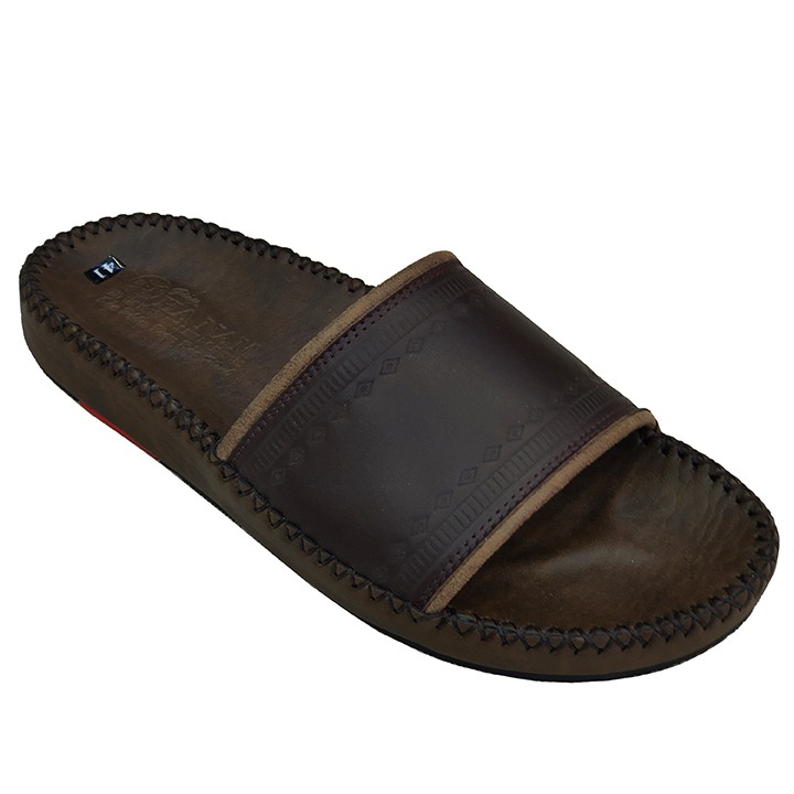 Dép nam quai ngang TiTi ĐÔ da bò thật cao cấp DNA2074a