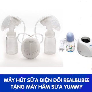 Máy hút sữa điện đôi Realbubee - Tặng kèm 1 máy hâm sữa Yummi