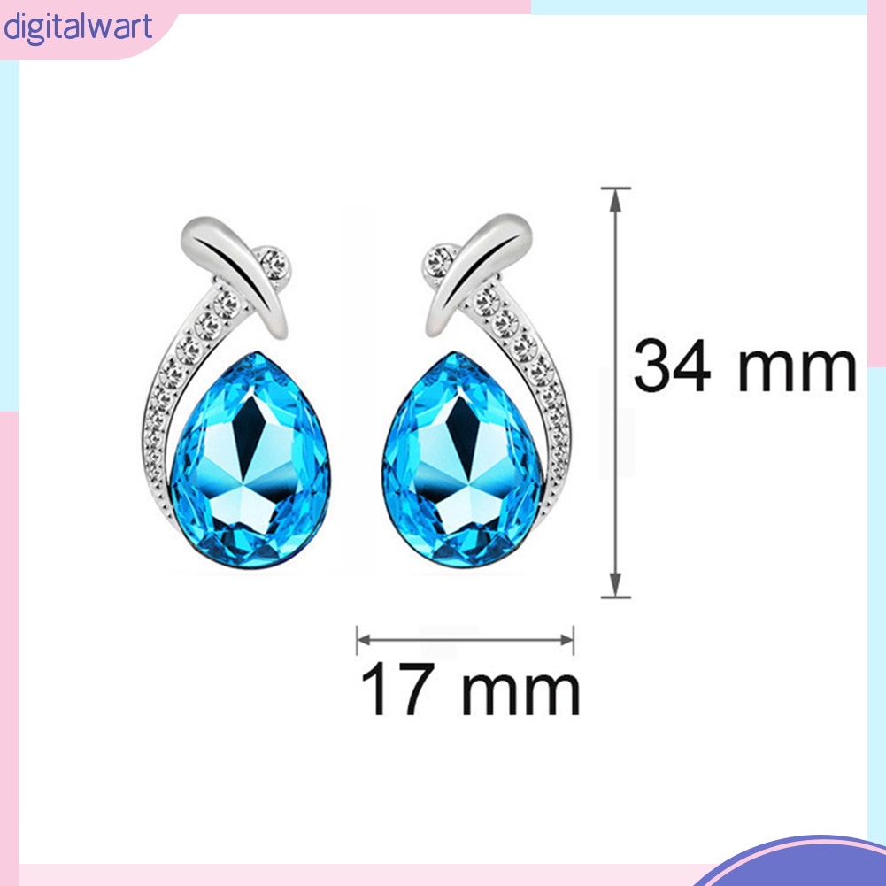 Bộ dây chuyền + bông tai đính đá hình giọt nước thời trang sang trọng cho nữ tùy chọn màu sắc