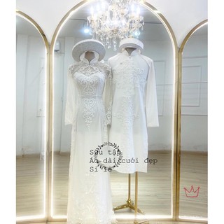 áo dài trắng- áo dài cô dâu cưới đẹp- áo dài tiệc