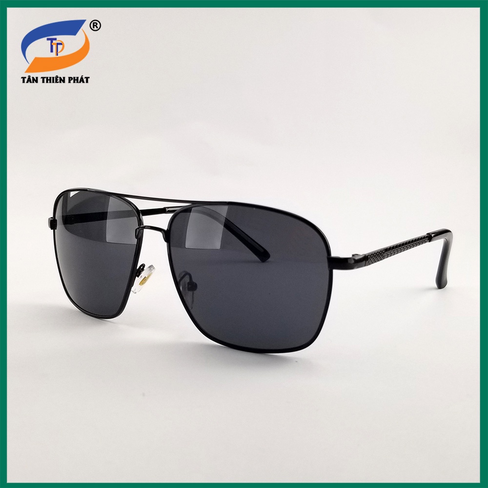 Mắt kính mát nam form chữ nhật màu đen viền vàng 5807. Tròng kính Polarized phân cực chống nắng, chống bụi, tia UV