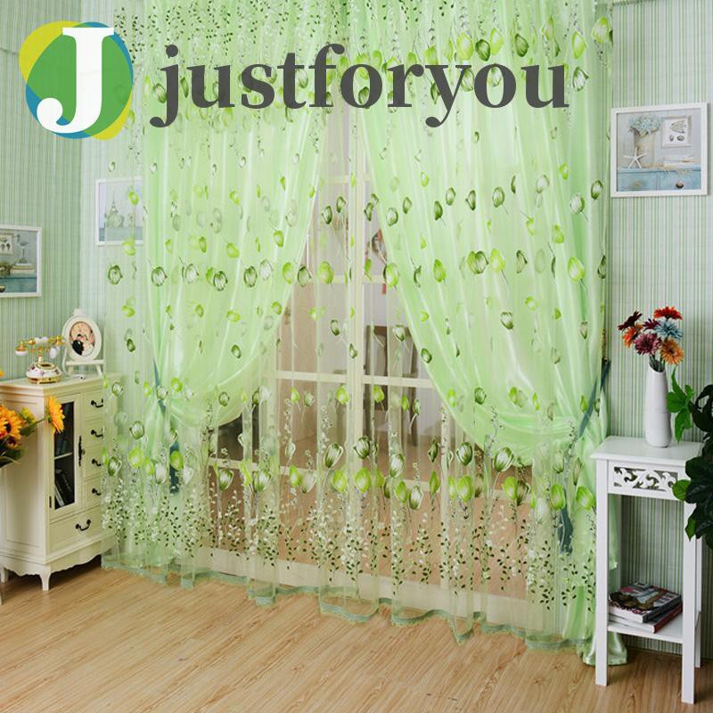 Rèm cửa sổ dạng hạt hình hoa tulip 2 lớp trang trí phòng ngủ độc đáo