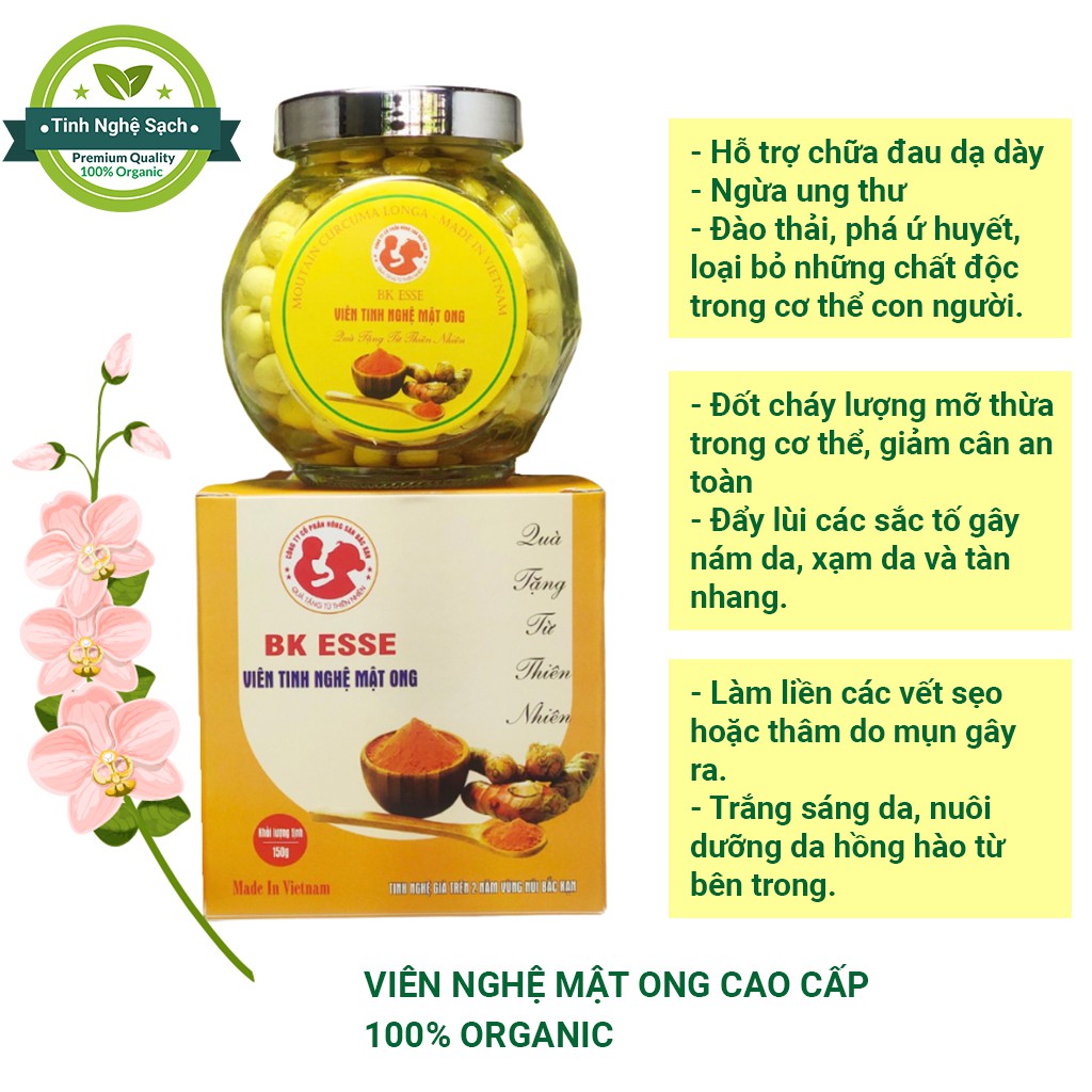 Viên tinh nghệ mật ong cao cấp Bắc Kạn, Viên nghệ mật ong cao cấp Bắc Kạn 150g, có chứng chỉ đạt chuẩn ORGANIC | BigBuy360 - bigbuy360.vn