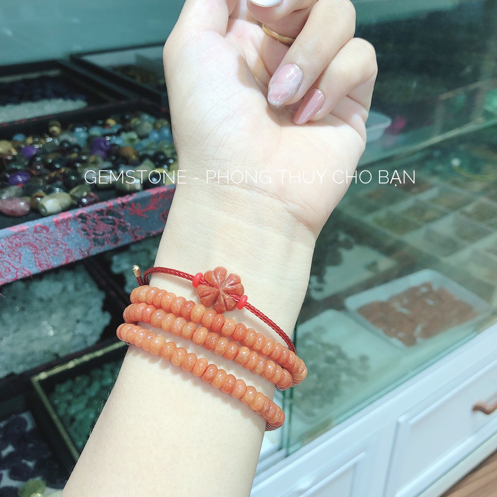 Vòng Tay Cỏ 4 Lá Ngọ.c May Mắn - Bình An ( Dây cáp Freesize)