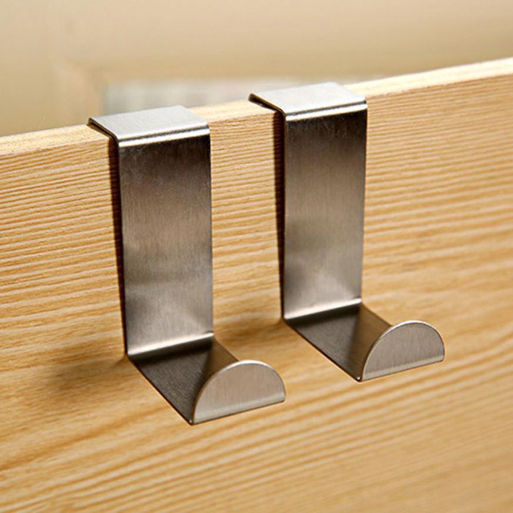 MIOSHOP 2PCS New Clothes Hanger Cabinet Draw Z-shape Door Hook|Kitchen Tool Organizer Holder Stainless Steel