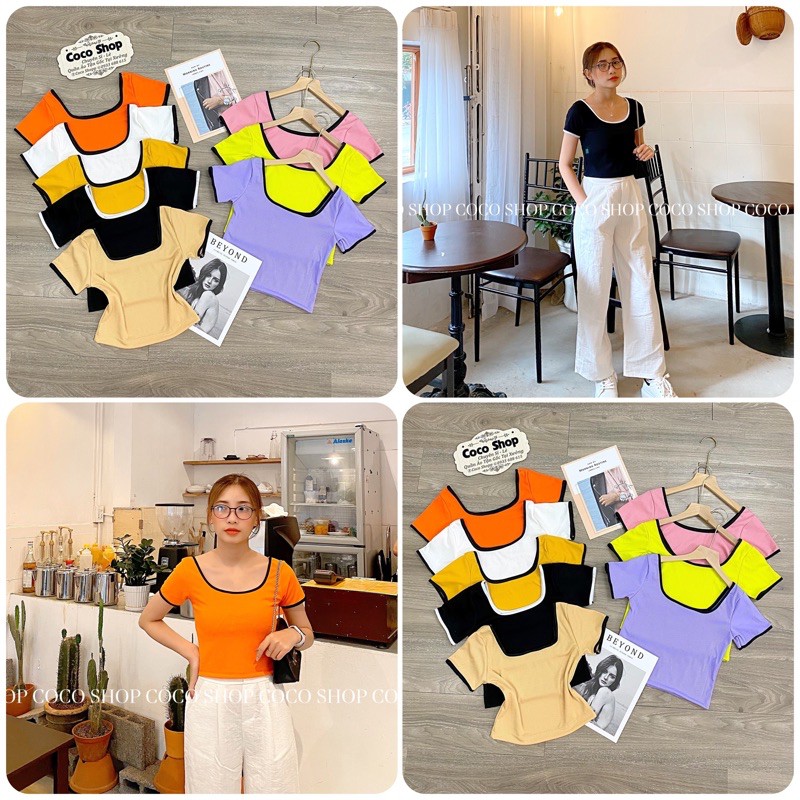 Áo Croptop U Cổ Rộng Trước Sau ( ẢNH THẬT)