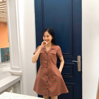 Đầm Karo Cổ Bẻ