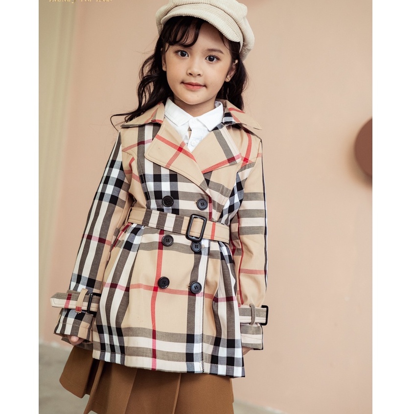 Áo blazer bé gái BBR 137KIDS thiết kế 2 lớp dài tay có đai lưng sang chảnh