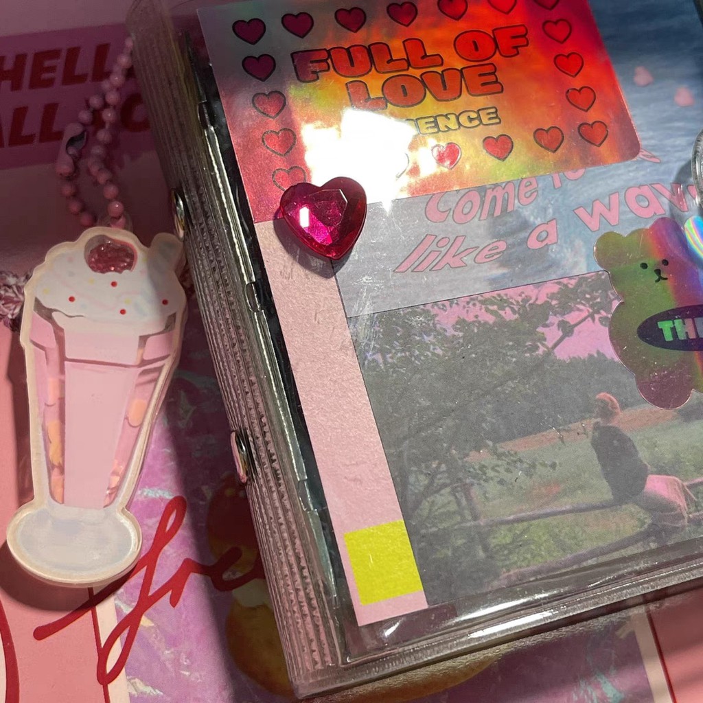 Sticker Đính Đá 3D Sparkle Heart Trái Tim Hạt Tròn Dán Trang Trí Đáng Yêu