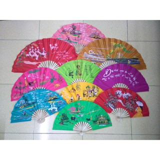 Combo 10 Quạt vải Huế_Size 2 dài 32cm, xòe 58cm