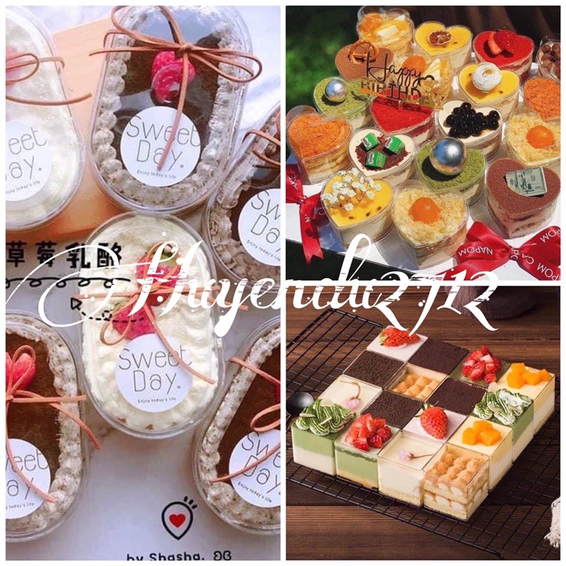 Set 10 hộp mousse vuông, tim, oval mini kèm nắp